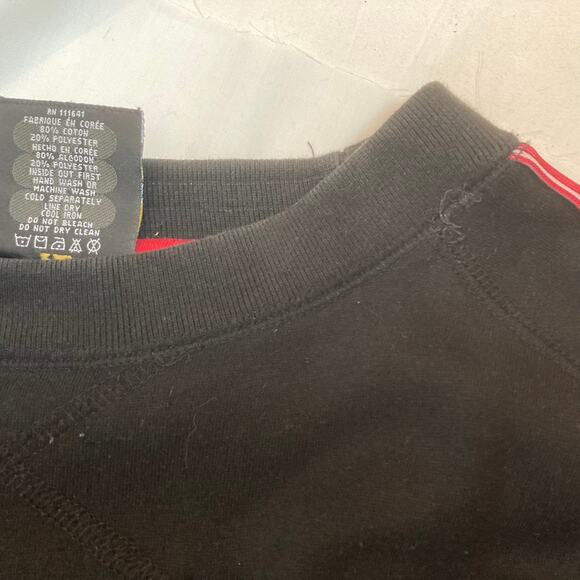 DRUNKNMUNKY Pullover Sweatshirt Mens 2XL Black Crew Hello Name Tag Y2K Thumbhole - Picture 11 of 14